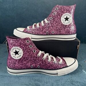 Converse Womens Chuck Taylor All Star Purple Hi-Top Glitter Sneakers Size 8